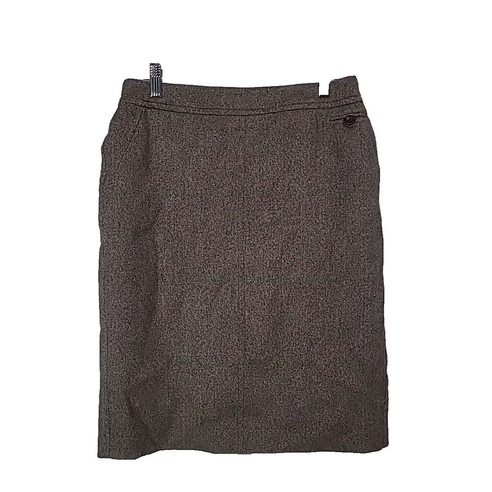 Trina Turk‎ Brown Wool Tweed Straight Pencil Career Casual Skirt Womans Size 8